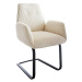 DELIFE Jídelní židle Zoa-Flex konzolová podnož plochá černá manšestr béžový