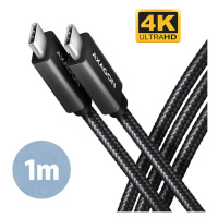 AXAGON BUCM32-CM10AB, SPEED+ kabel USB-C <-> USB-C, 1m, USB 20Gbps, PD 100W 5A, 4k HD, ALU, ople