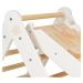 MeowBaby Dětský dřevěný žebřík se skluzavkou/lezeckou stěnou 2v1 Pikler: bílý