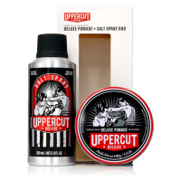 SADA: Uppercut Deluxe Deluxe Pomade - lesklá pomáda se silným držením, 100g & Salt Spray - s