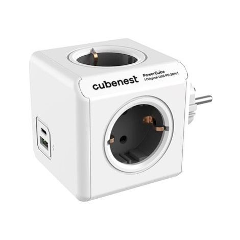 Cubenest Powercube Original USB PD 20W, A+C, 4x zásuvka, bílá/šedá - Schuko