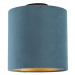 Stropní lampa s velurovým odstínem modrá se zlatem 25 cm - černá Combi