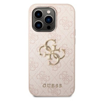 Guess PU 4G Metal Logo Zadní Kryt pro iPhone 15 Pro Pink