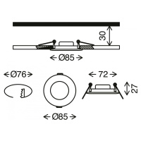 BRILONER 3ks sada LED vestavné svítidlo, pr. 8,5 cm, 5 W, matný nikl IP44 BRI 7103-432