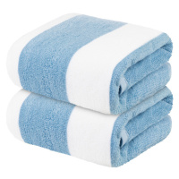 LIVARNO home Prémiový froté ručník, 50 x 100 cm, 500 g/m2, 2 kusy (modrá/bílá)