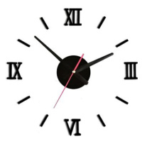 KIK Designové 3D nalepovací hodiny římské číslice 130 cm černá