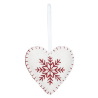 H&L Závěsná vánoční dekorace Srdce, 10 cm, bílá