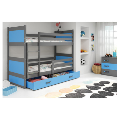 Dětská patrová postel RICO 160x80 cm Modrá Šedá BMS