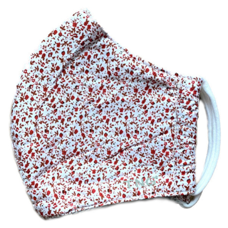 TNG rouška textilní 3-vrstvá, květinový červeno-bílý vzor, velikost S
