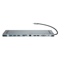 Adaptér 11v1 Baseus Enjoyment, USB-C HUB na 2x HDMI, 3x USB 3.0, VGA, RJ45, USB-C PD, SD/microSD