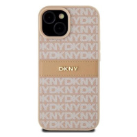 DKNY PU Leather Repeat Pattern Tonal Stripe Zadní Kryt pro iPhone 15 Pink