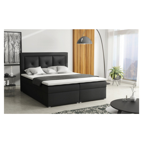 Americká postel boxspring CS34011, s matrací a úložným prostorem, tmavě šedá 140x200 cm