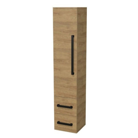 Koupelnová skříňka vysoká s černou úchytkou SAT Cube Way 35x163x33 cm dub Hickory mat CUBE3CV35D