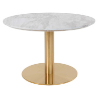 Kulatý konferenční stolek v bílo-zlaté barvě s deskou v dekoru mramoru 70x70 cm Bolzano – House 