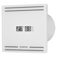 GLASS koupelnový ventilátor axiální s LED displejem, 8W, potrubí 100mm, bílá GS103