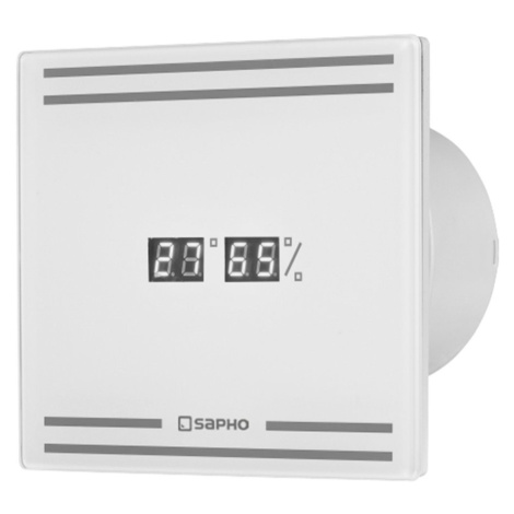 GLASS koupelnový ventilátor axiální s LED displejem, 8W, potrubí 100mm, bílá GS103 Sapho
