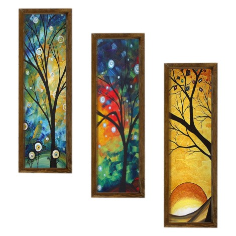 Wallity Sada obrazů Trees 3 ks 19x70 cm modrá/oranžová