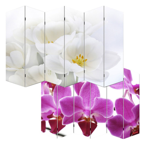 Paraván orchidej Dekorhome 240x180 cm (6-dílný)