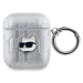 Karl Lagerfeld PU Embossed Choupette Head pouzdro AirPods 1/2 stříbrné