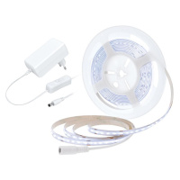 Solight LED COB pásek, sada s adaptérem, vypínač, 5m, 8W/m, 800lm/m, studená bílá