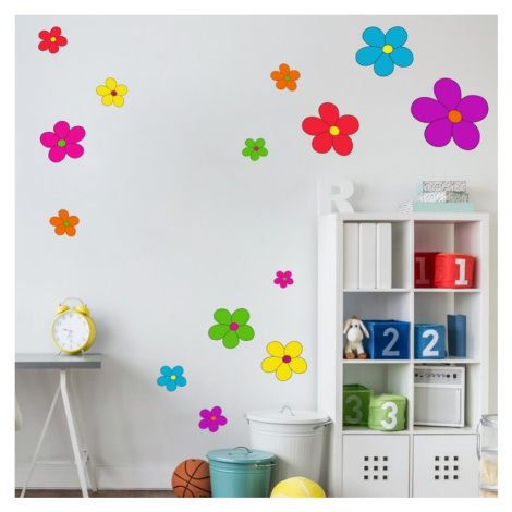Samolepka na zeď - Samolepky barevné květiny INSPIO