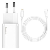 Baseus Super SI set adaptéru USB-C 20W a kabelu USB-C do Lightning 1m, bílá