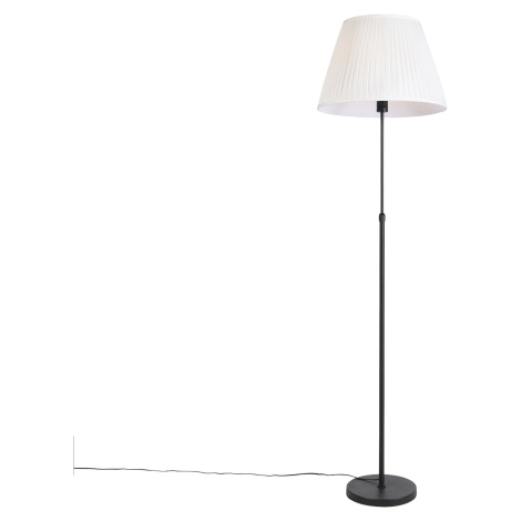 Stojací lampa černá splisovaným stínítkem krémová 45 cm nastavitelná - Parte QAZQA