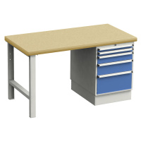 Treston Dílenský stůl, stavebnicový systém, se zásuvkovým blokem, deska z překližky Multiplex, š