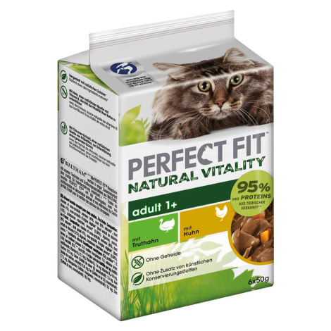Krmivo pro kočky PERFECT FIT Natural Vitality Adult 1+ krocan a kuře 36 × 50 g