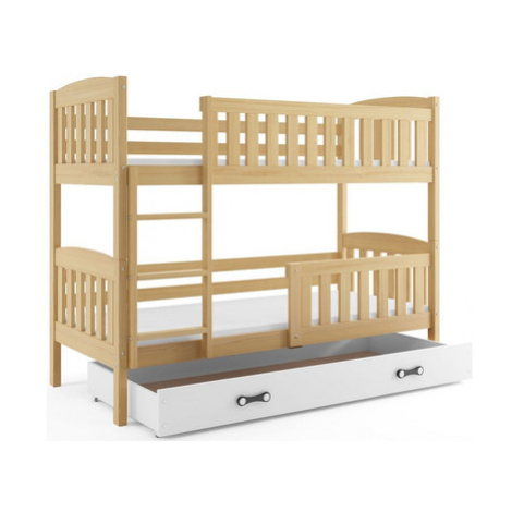 Dětská patrová postel KUBUS s úložným prostorem 80x190 cm - borovice Bílá BMS