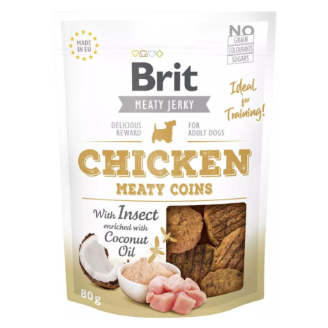 Brit pamlsky Jerky Chicken with Insect Meaty Coins 80 g