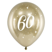 Balónky latexové chromové 60. narozeniny zlaté 30 cm 6 ks