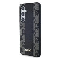 Pouzdro Dkny pro Samsung S24 S921 černé Leather Checkered Mono Pattern MagSafe