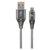 GEMBIRD CABLEXPERT Kabel USB 2.0 AM na Type-C kabel (AM/CM), 2m, opletený, šedo-bílý, blister, P