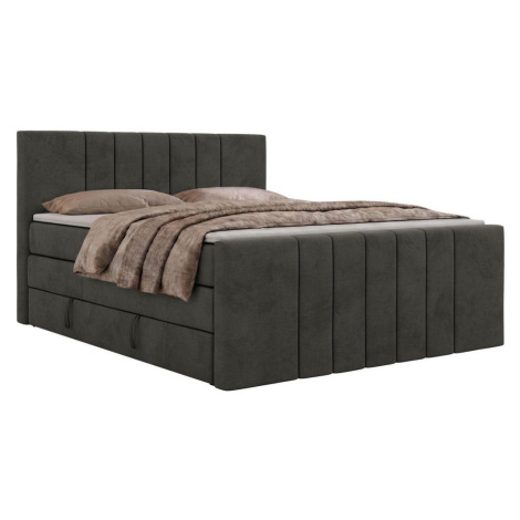 MKS POSTEL BOXSPRING INERO DUO KING - Tmavě šedá Samet - Topper T25 - H3