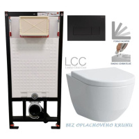 DEANTE Podomítkový rám, pro závěsné WC mísy + SLIM tlačítko černé + WC LAUFEN PRO LCC RIMLESS + 