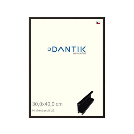 DANTIK rámeček 30 × 40, ALU profil 7022 Černý matný plexi čiré