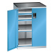 LISTA Zásuvková skříň s otočnými dveřmi, výška 1020 mm, 2 police, 2 zásuvky, nosnost 200 kg, svě