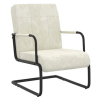 Konzolová židle krémově bílá samet, 325797