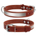 Petproducts Reflexní hnědý kožený obojek 38-50 cm