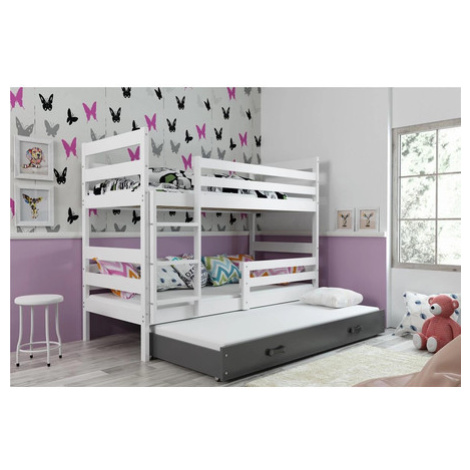 Dětská patrová postel ERYK s výsuvným lůžkem 90x200 cm - bílá Šedá BMS