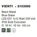 NOVA LUCE závěsné svítidlo VIENTI modré sklo a černý kov E27 1x12W 230V IP20 bez žárovky 8103995