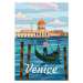 Ilustrace Venice Italia Poster retro style. Grand, VectorUp, 26.7 × 40 cm