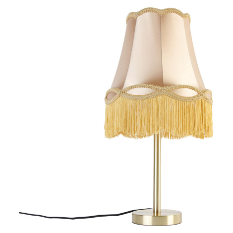Klasická stolní lampa mosazná s odstínem Granny zlatá 30 cm - Simplo QAZQA