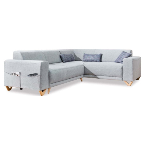 Světle šedá rozkládací/s úložným prostorem rohová pohovka (pravý roh/do L) Classy Sophie – Miufo Miuform