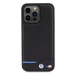 BMW hard silikonové pouzdro iPhone 15 PRO MAX 6.7" black Leather Carbon