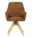 Židle jídelní s područkami, hnědá látka, dubové nohy, otočná P90°+ L 90° s vratným mechanismem -