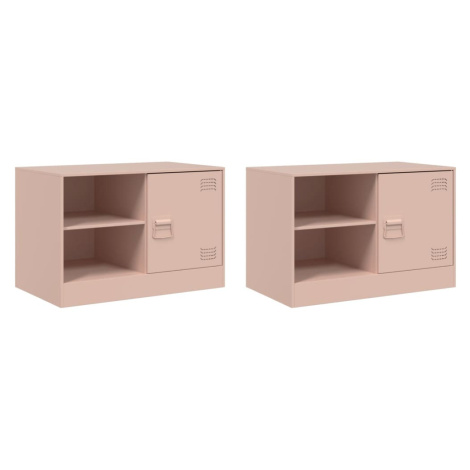 vidaXL TV skříňky 2 ks růžové 67 x 39 x 44 cm ocel