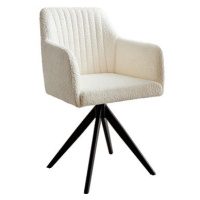 DELIFE Otočná židle Greg-Flex křížová podnož zaoblená otočná bouclé bílý 180°