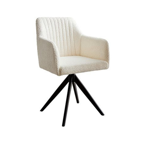 DELIFE Otočná židle Greg-Flex křížová podnož zaoblená otočná bouclé bílý 180°